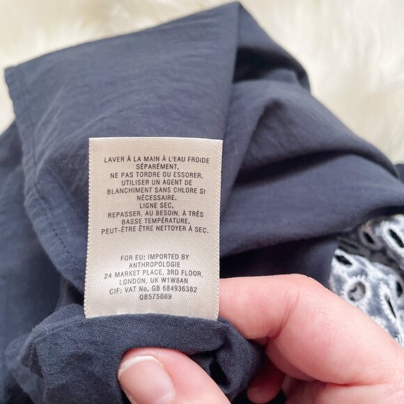 Anthropologie Maeve Blue White Lillian Eyelet Puff Short Sleeve Babydoll Dress - Picture 8 of 8